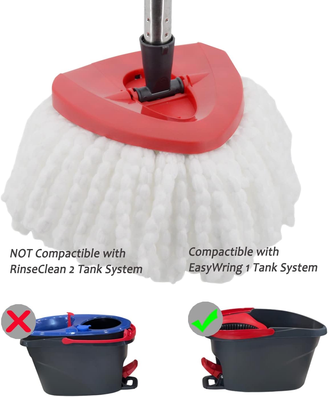 5 Pack Microfiber Mop Heads - EasyWring Compatible for Hard Floors