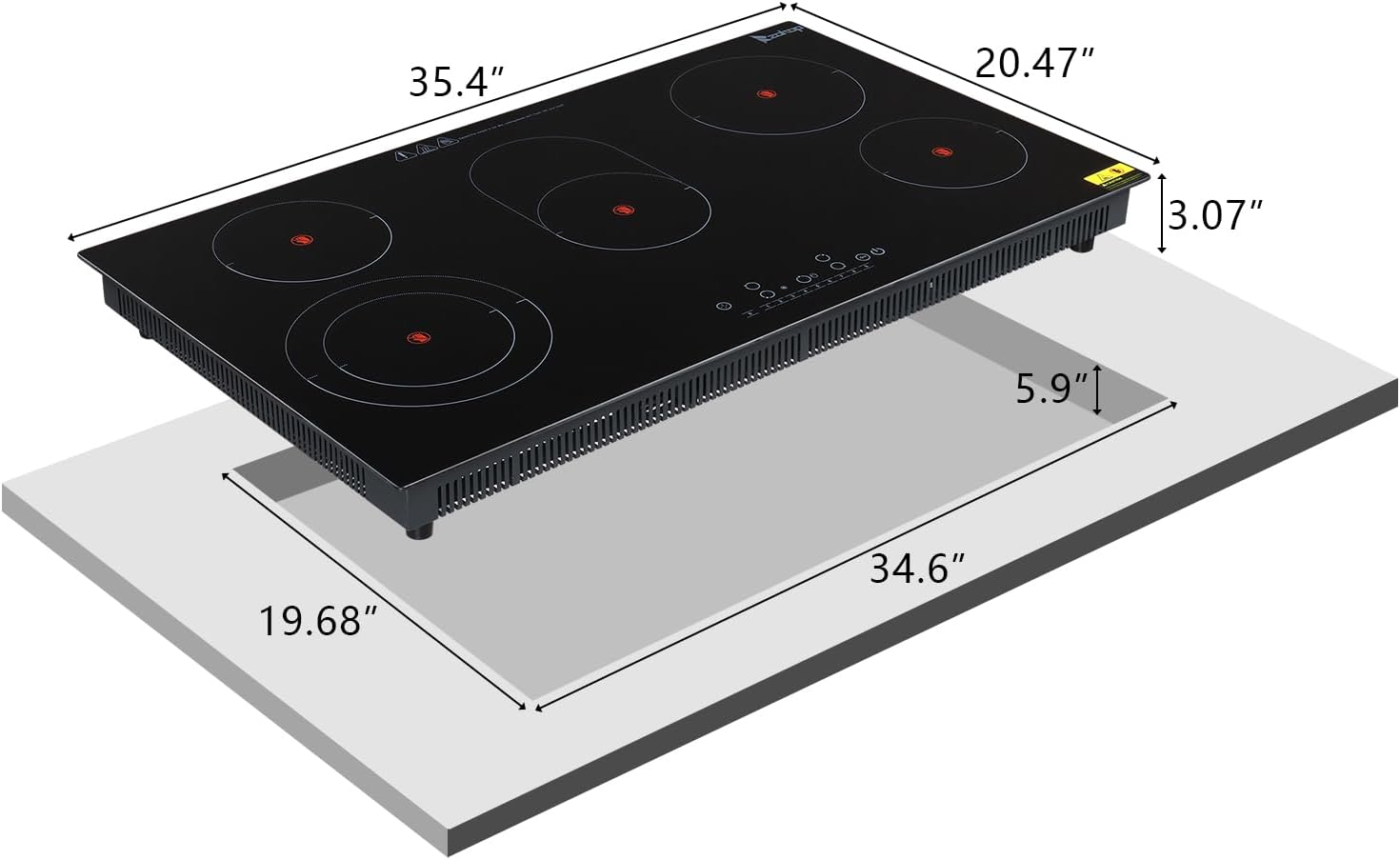 Winado 5-Burner Electric Dual Surface Cooktop with Timer Safety Lock