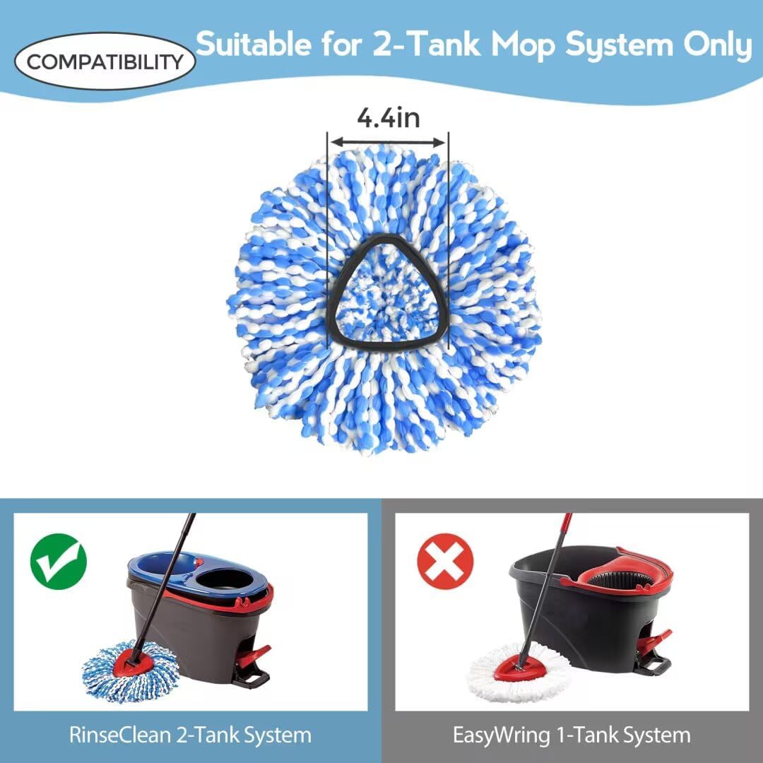 3-Pack Spin Mop Replacement Heads for Rinseclean 2-Tank System