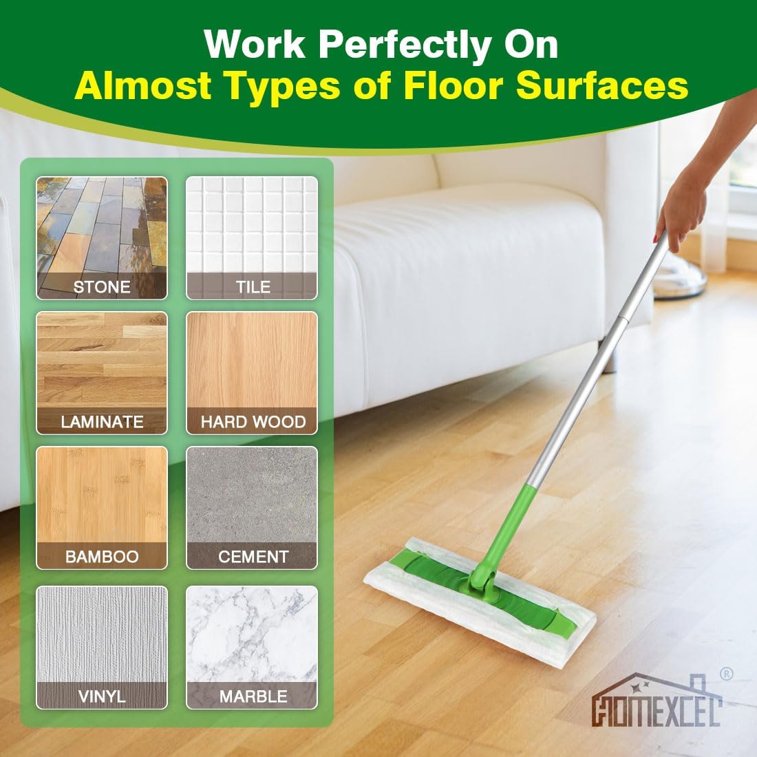 HOMEXCEL Dry Sweeper Pads for Swiffer Mopping with 64 Count
