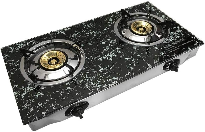 28 x 17 Propane Double Gas Burner with Marble-Styled Tempered Glass Cooktop