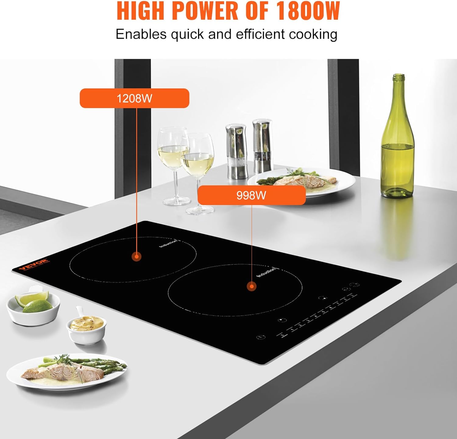 1800W Multifunctional Cooktop with 9 Heat Levels
