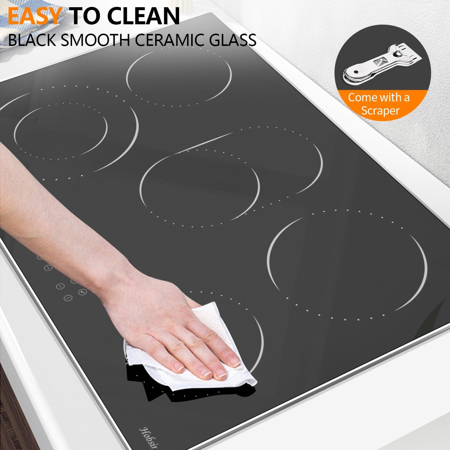 Modern Black 30 Electric Cooktop 8400W