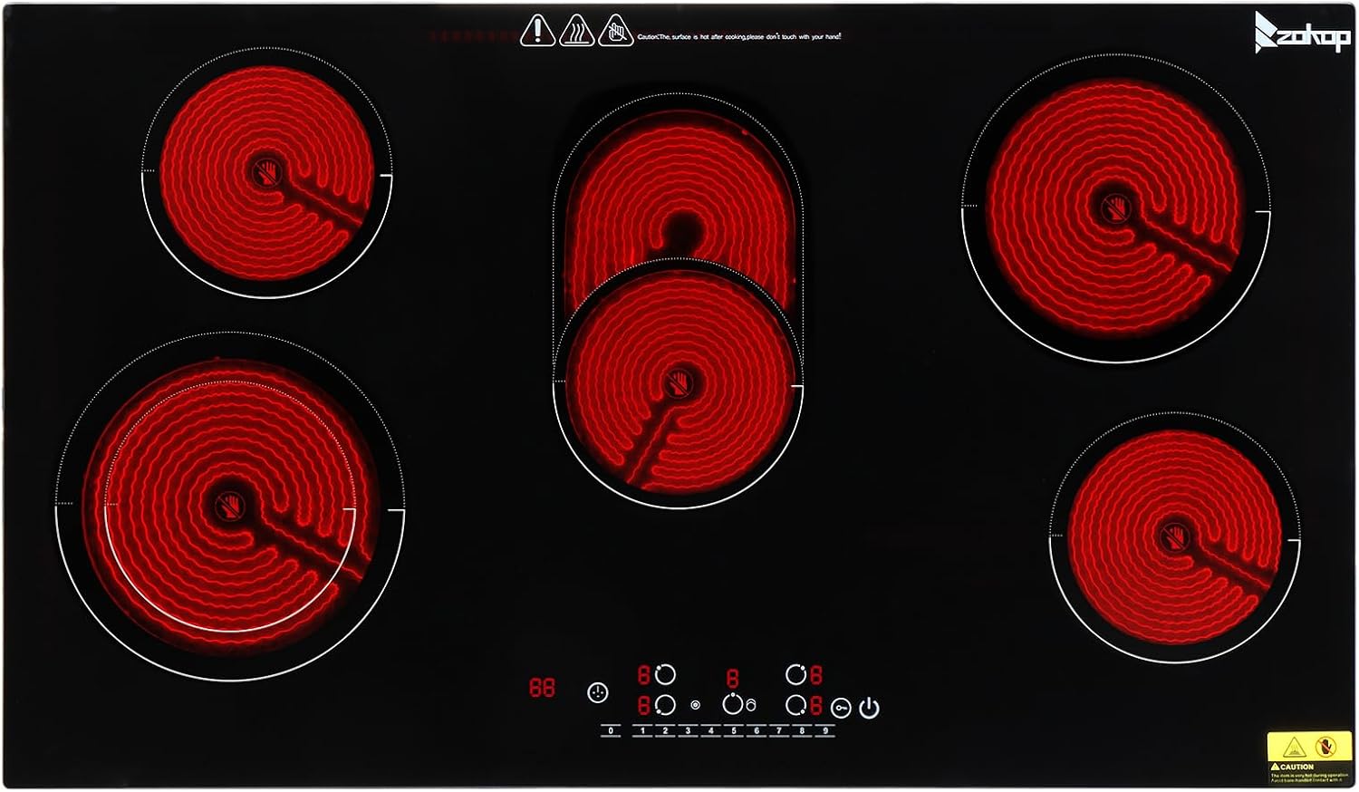 Winado 5-Burner Electric Dual Surface Cooktop with Timer Safety Lock