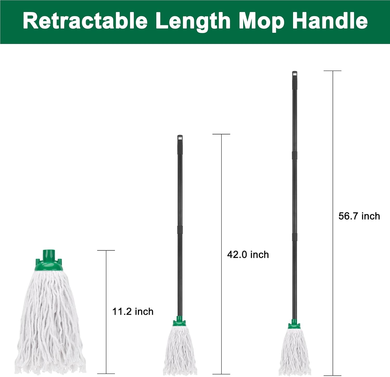 KeFanta 2-Piece Mop Set with 1 Handle and 2 Green Heads