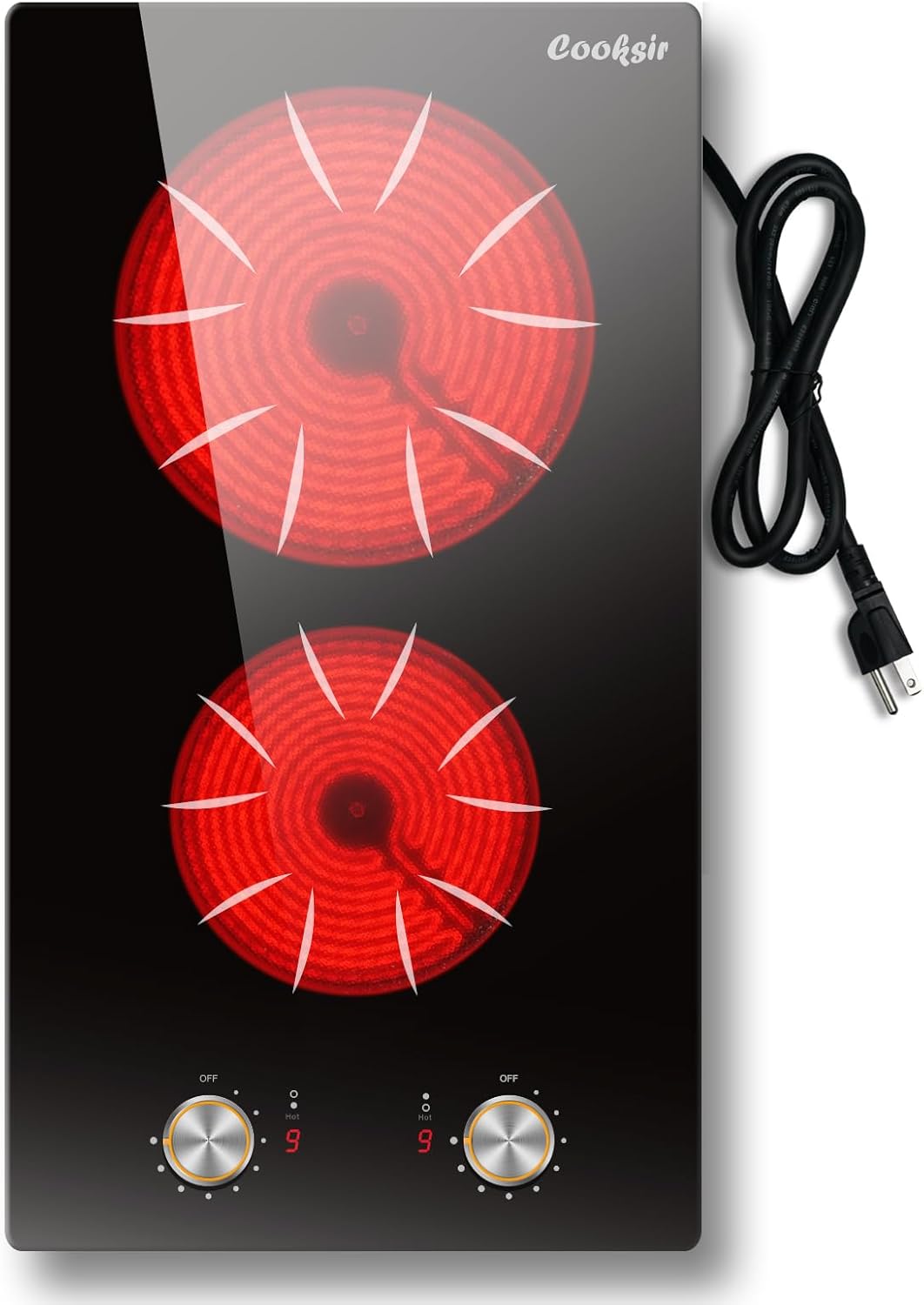 Compact Powerful 2-Burner Electric Cooktop for Home Camping