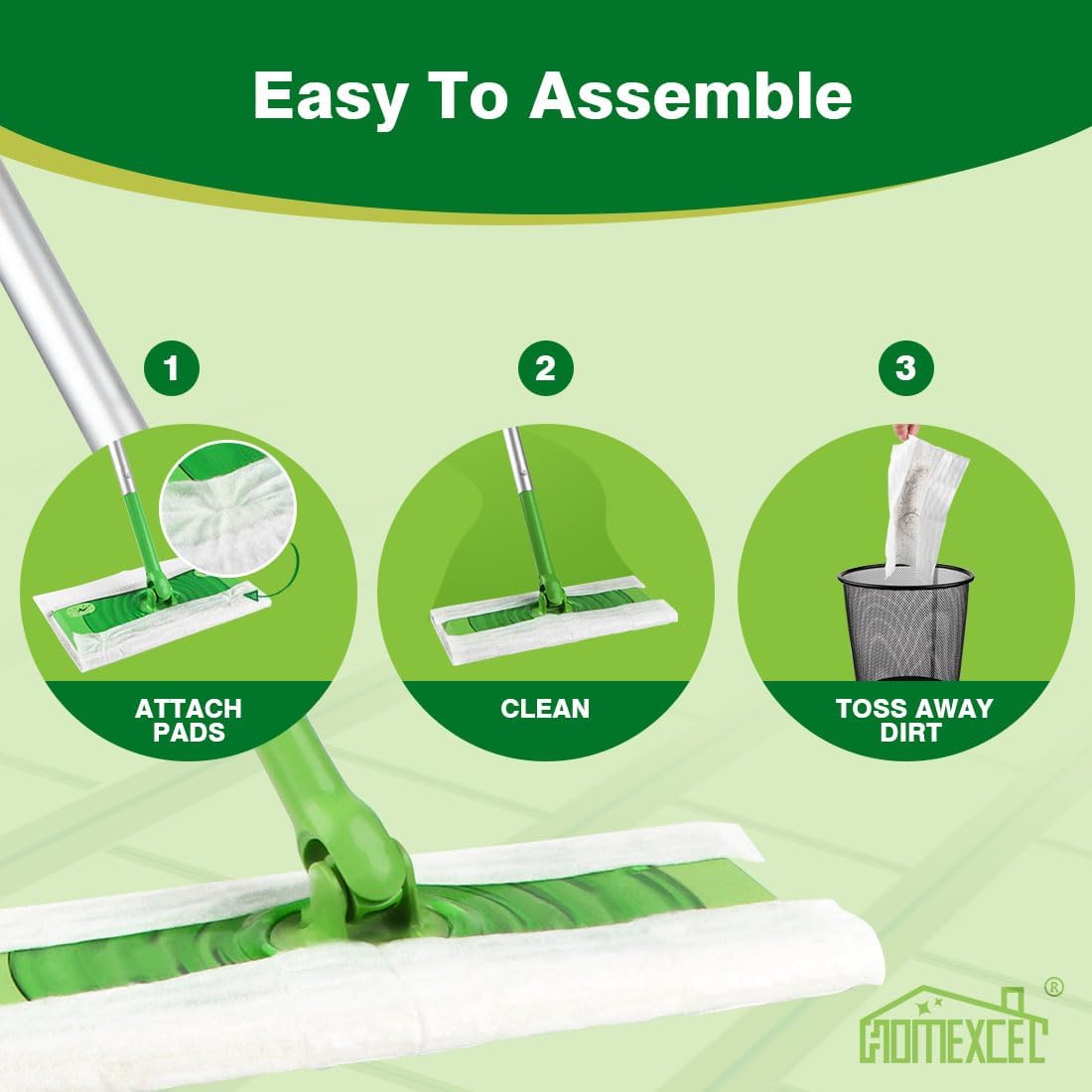 HOMEXCEL Dry Sweeper Pads for Swiffer Mopping with 64 Count