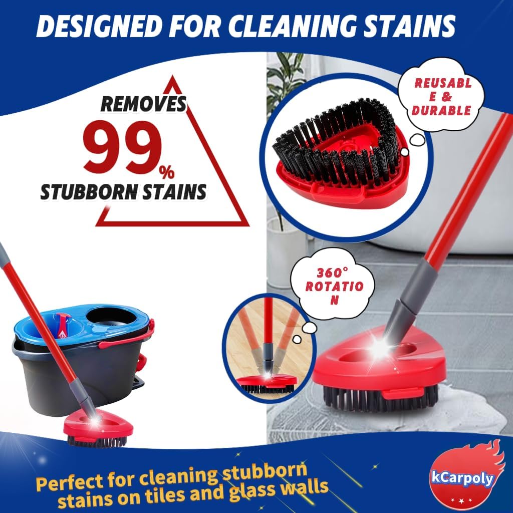 kBPoly scrub brush 2 Pack Mop Heads Replacement for Tile Shower Cleaning