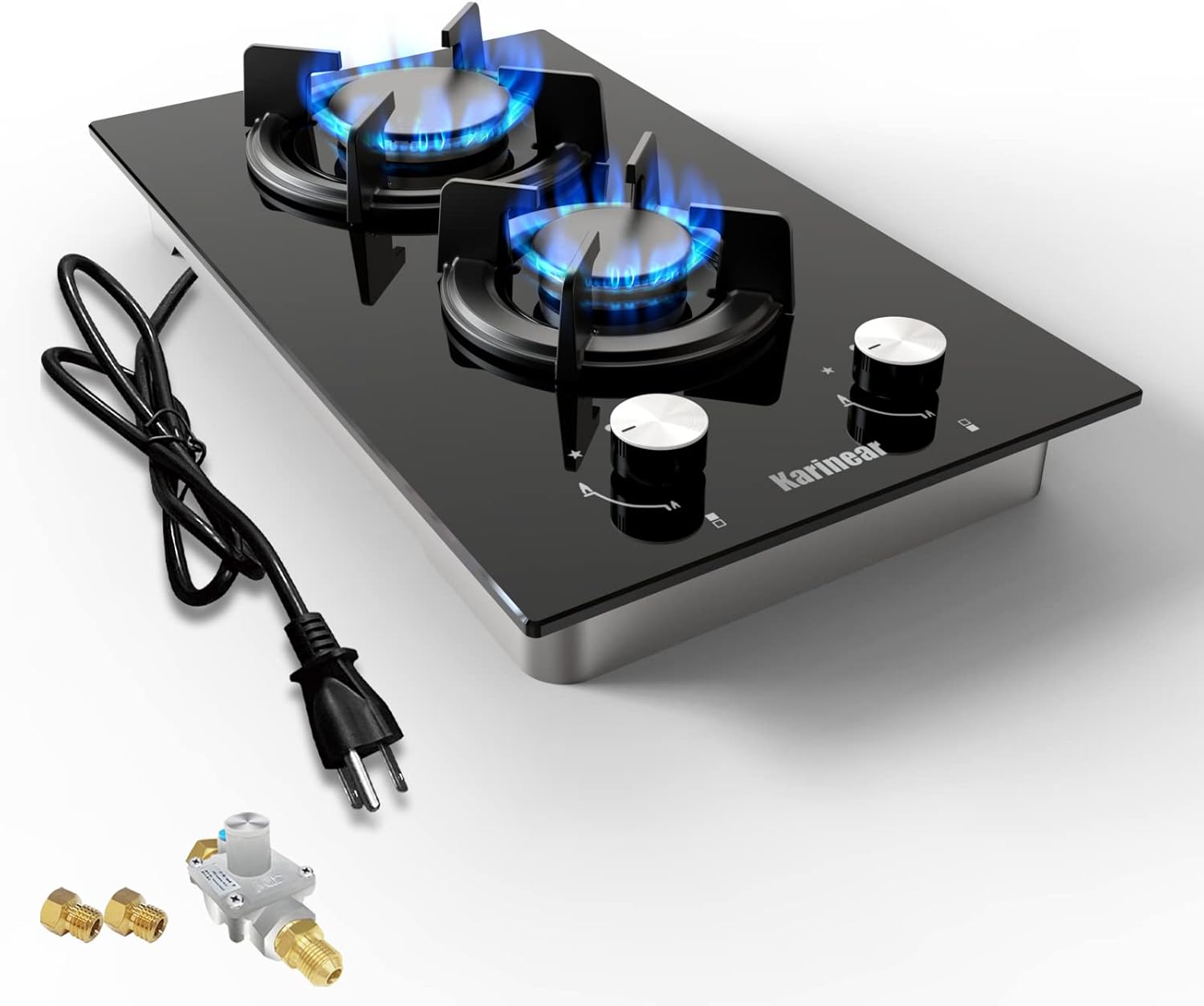 Karinear Built-In Propane Gas Cooktop 2 Burner Dual Fuel