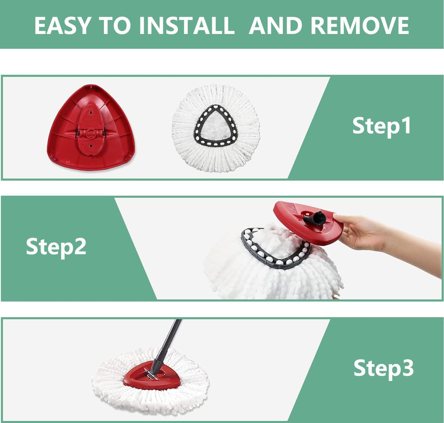 10-Pack Mop Replacement Heads - Microfiber - Easy to Replace