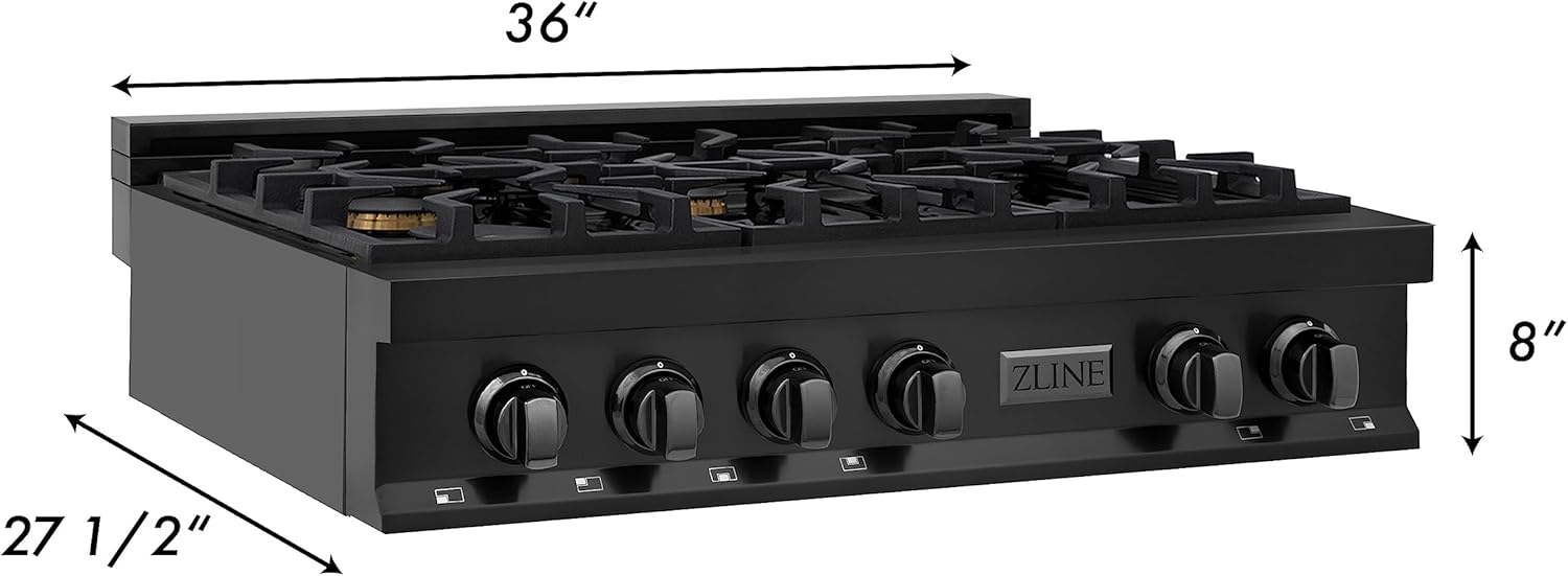 ZLINE Legacy 36-in Gas Range Italian Brass 6 Burners Black Stainless Steel