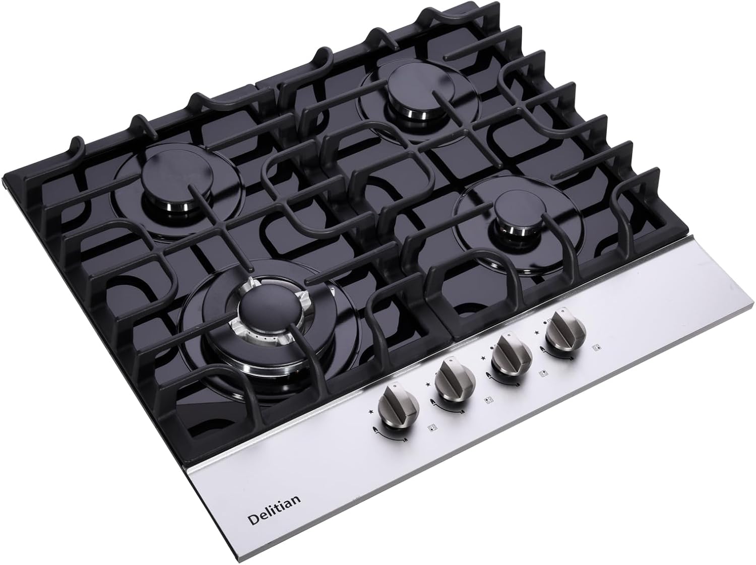 24-inch Gas Cooktop with 4 High-Power Burners Converts LPGLNG Tempered Glass