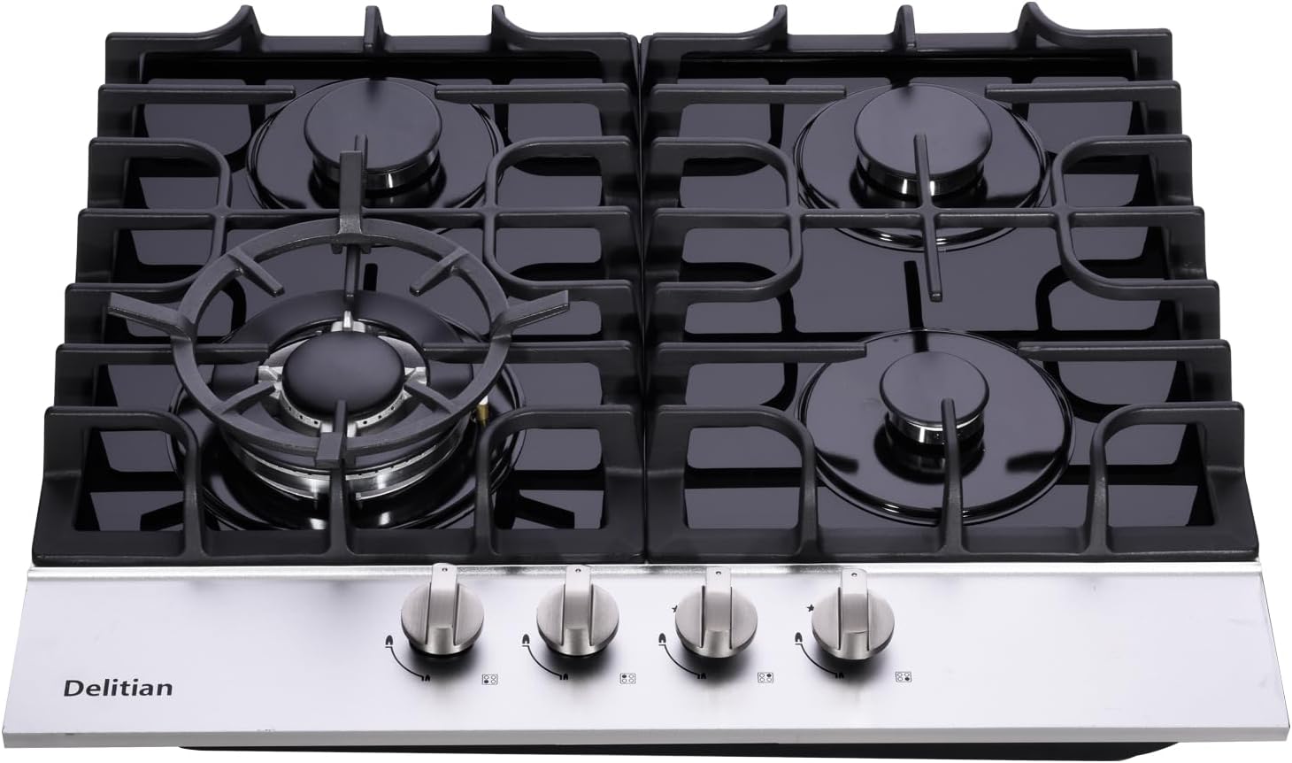 24-inch Gas Cooktop with 4 High-Power Burners Converts LPGLNG Tempered Glass