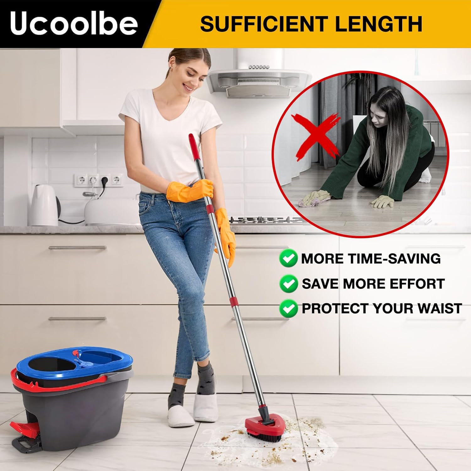 Durable scrub brush for O-Cedar Spin Mop