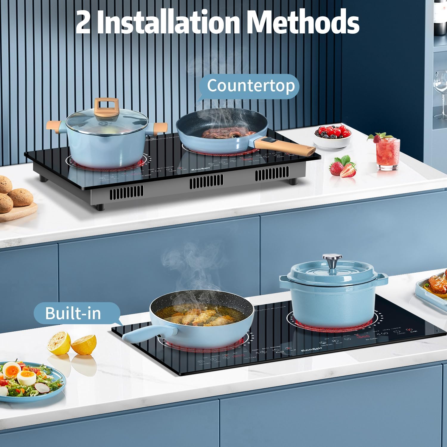 Safety-Centric 2-Burner Electric Cooktop - Built-In Countertop Option Timer Safety Lock