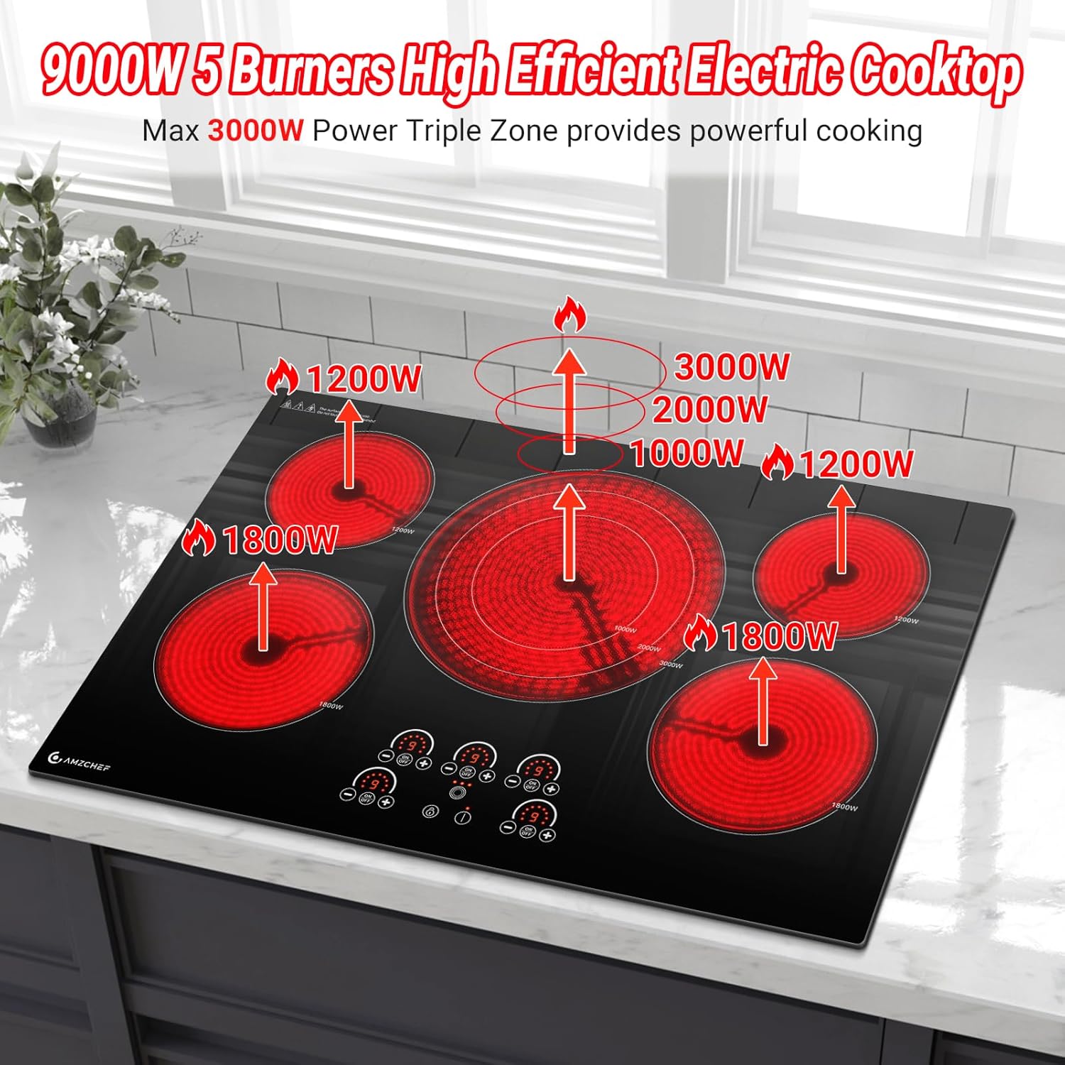 AMZCHEF 30 Inch 5-Burner Touch Cooktop for Sale