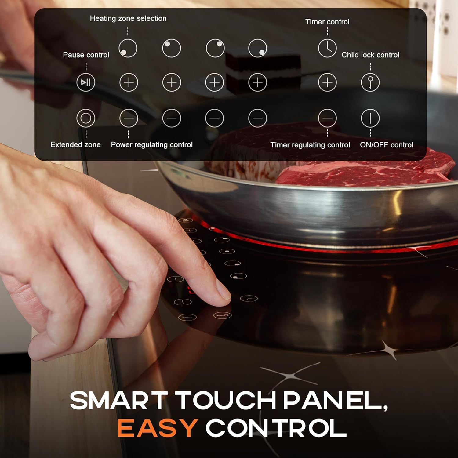 Modern 30-inch Electric Cooktop with Sensor Touch Control