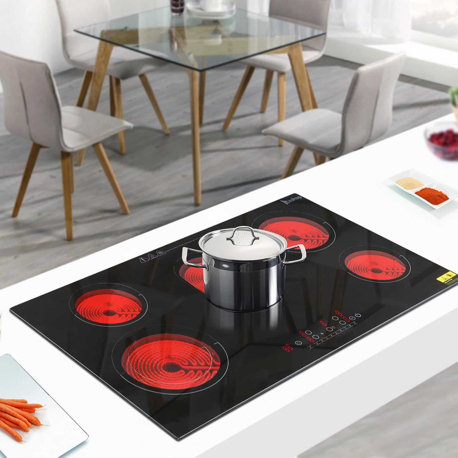 Winado 5-Burner Electric Dual Surface Cooktop with Timer Safety Lock