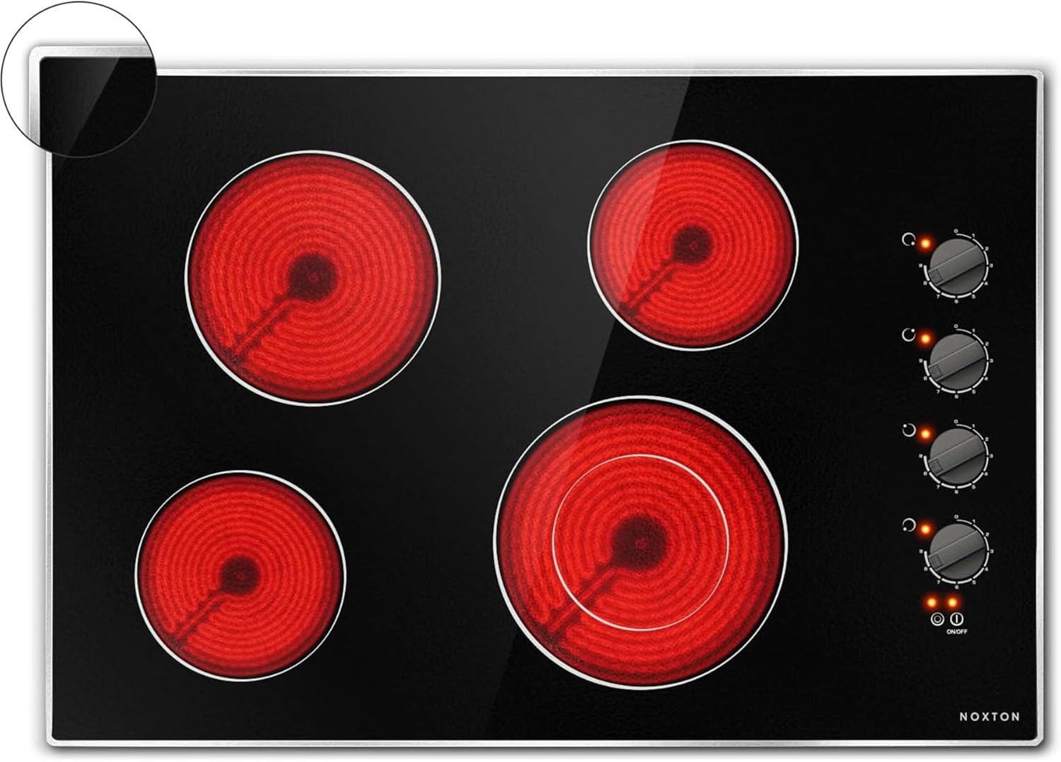 30-inch Built-in Electric Cooktop with Glass Protection - 4-Burner Knob Control