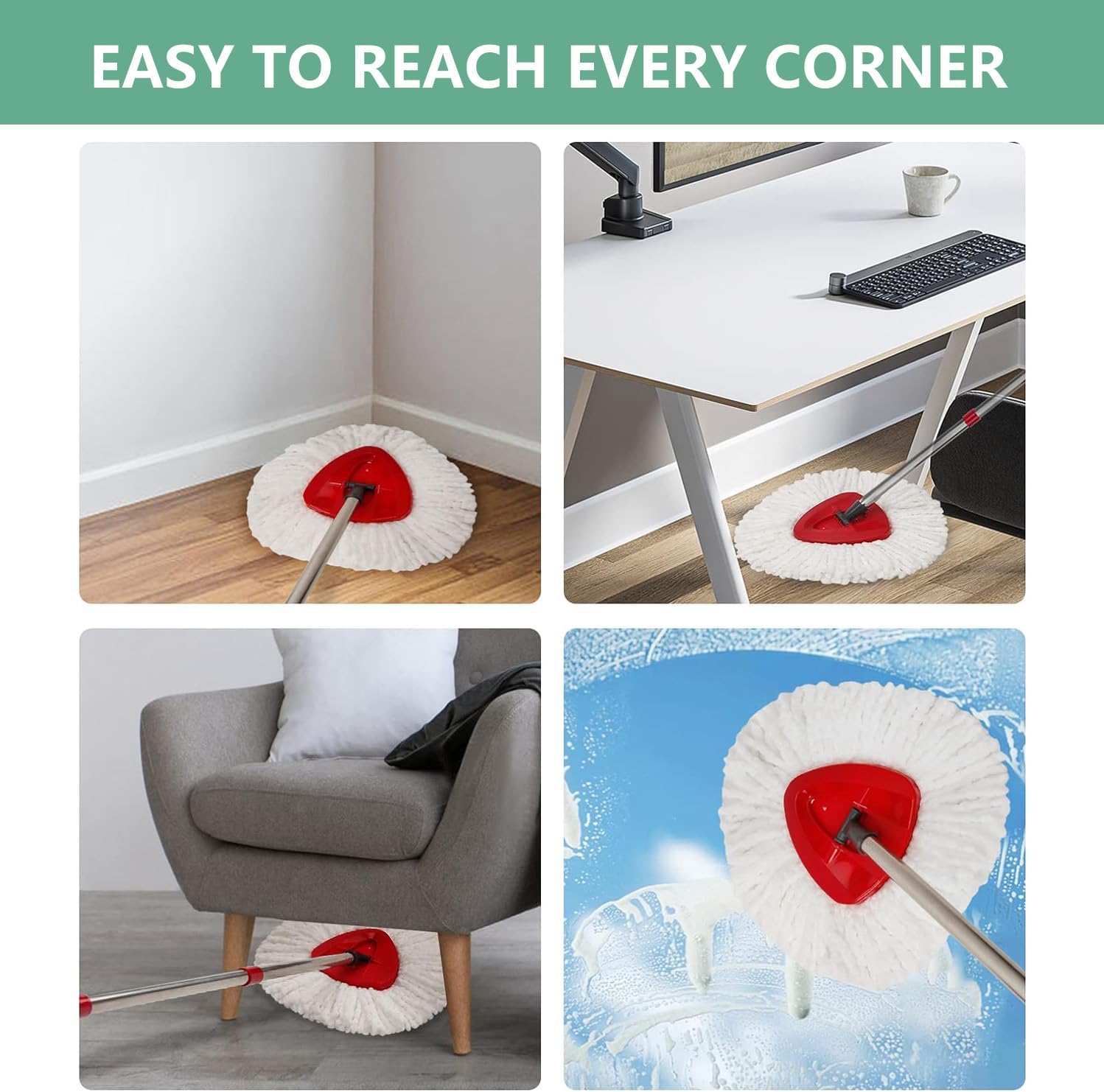 10-Pack Mop Replacement Heads - Microfiber - Easy to Replace