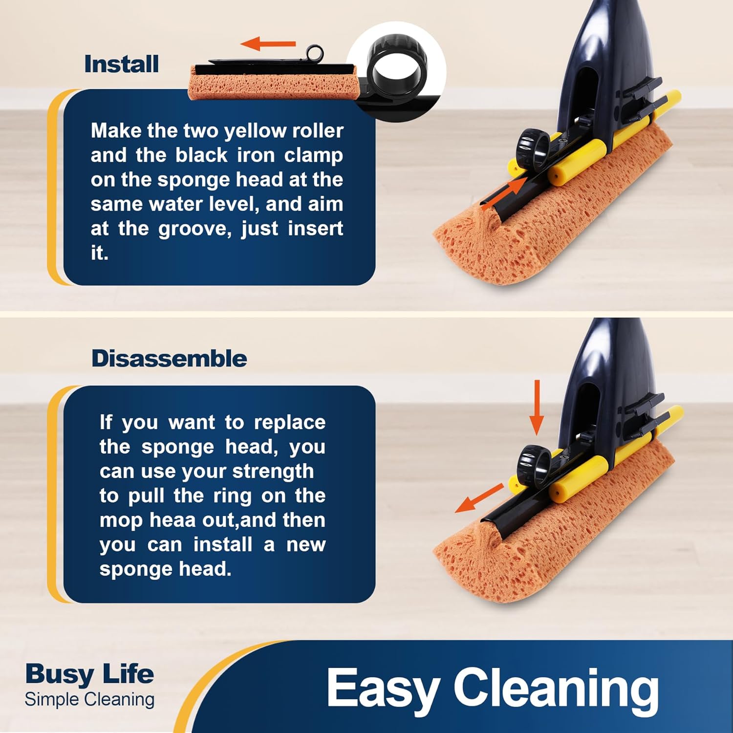 Yocada Sponge Mop Refill Heads - 2PK for Home Commercial Use