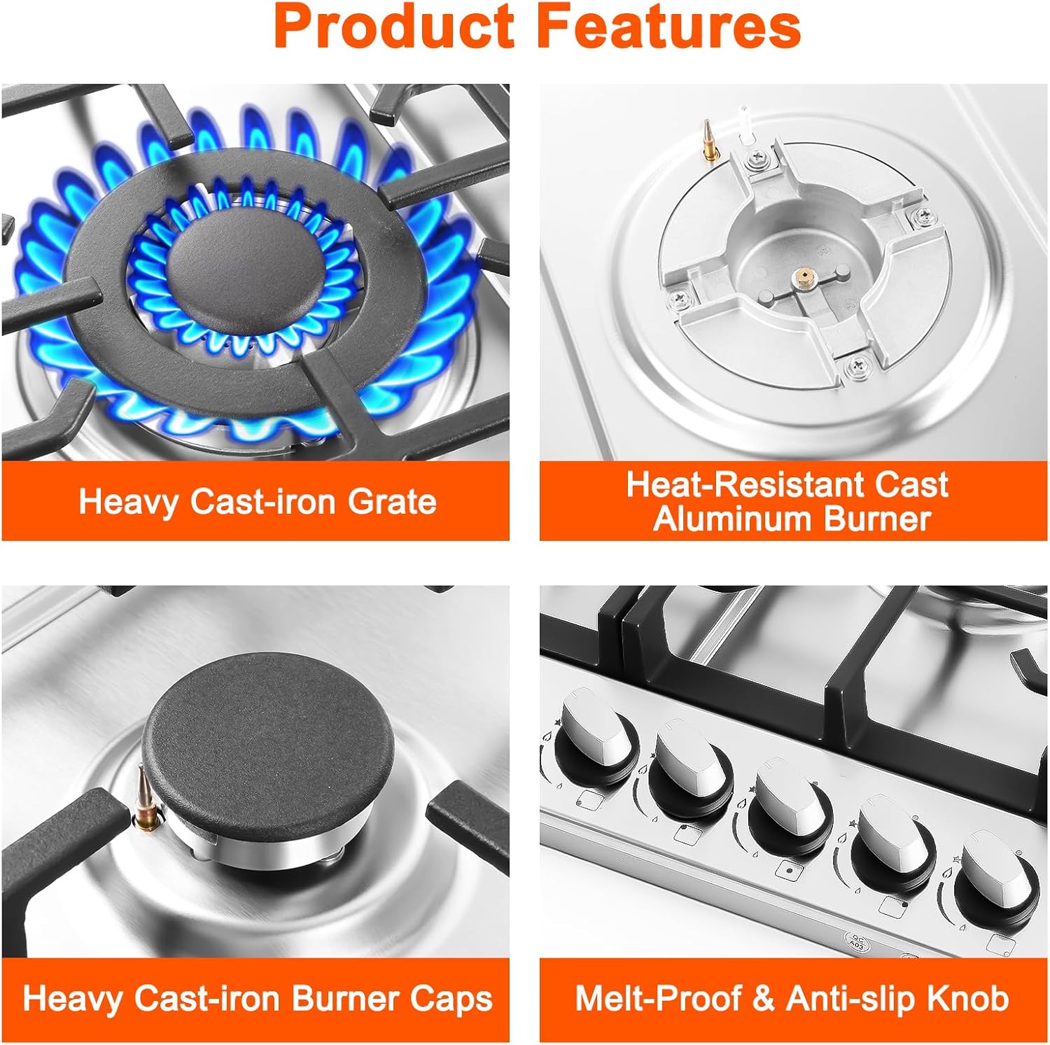 30 inch built-in gas stove top for modern kitchen