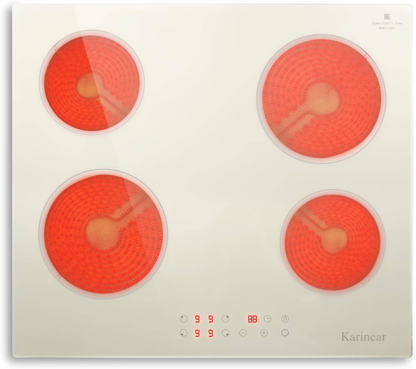 Karinari 24-Inch White Glass Electric Cooktop