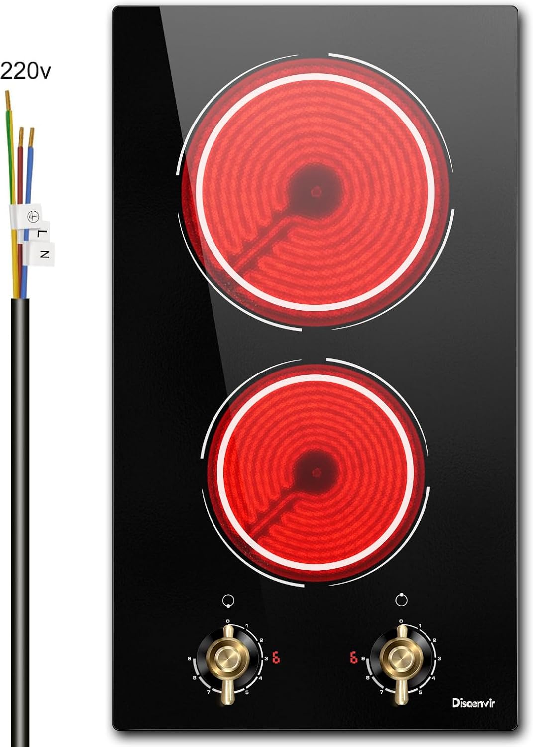 2-Burner Electric Cooktop - 3000W Cooking Power - 9 Power Levels