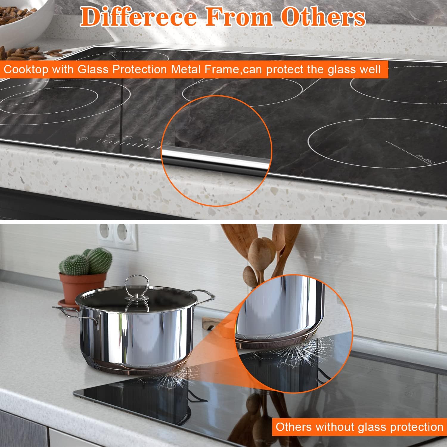 Karinear 8400W 5-Burner Electric Cooktop 30