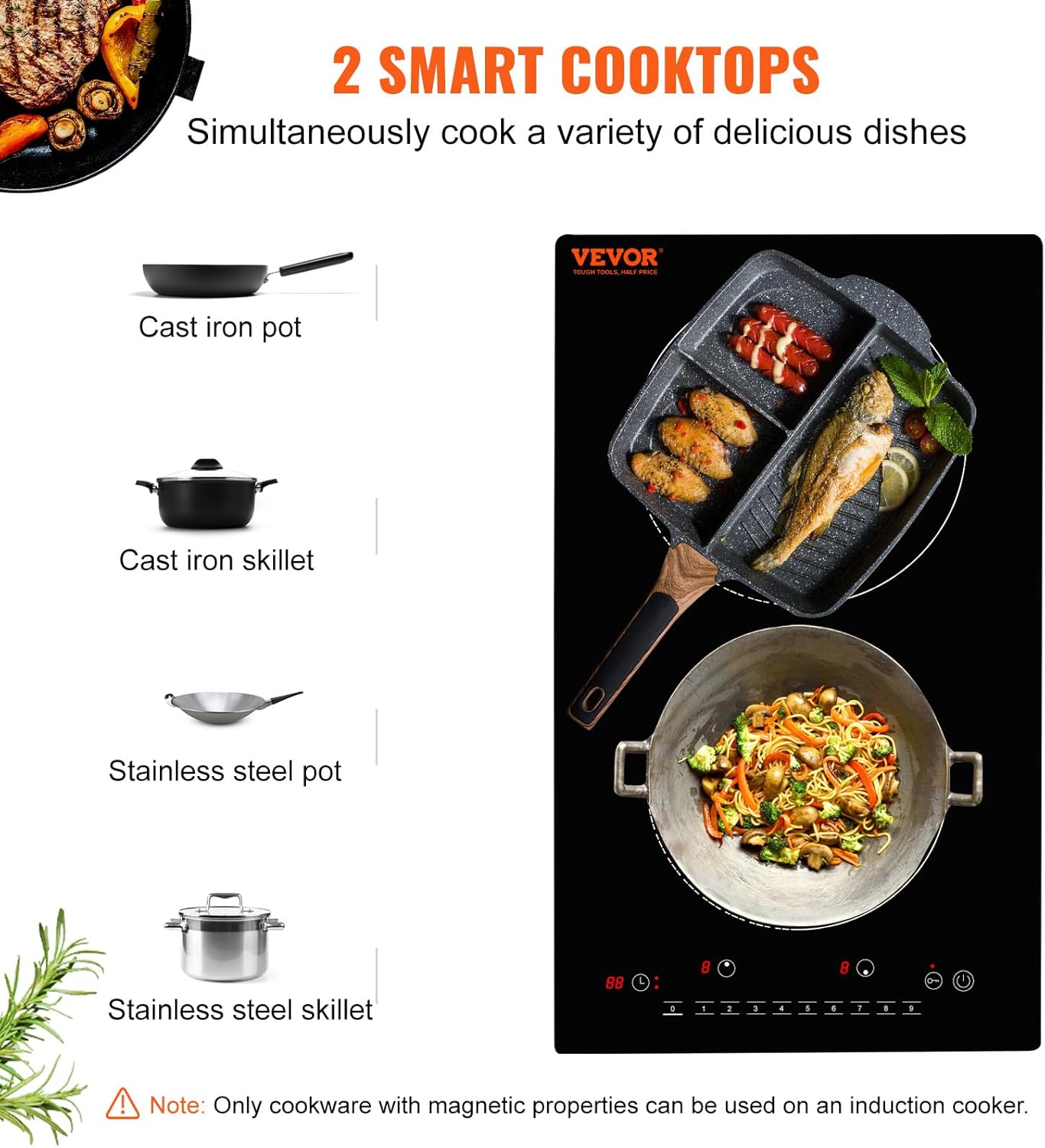 1800W Multifunctional Cooktop with 9 Heat Levels