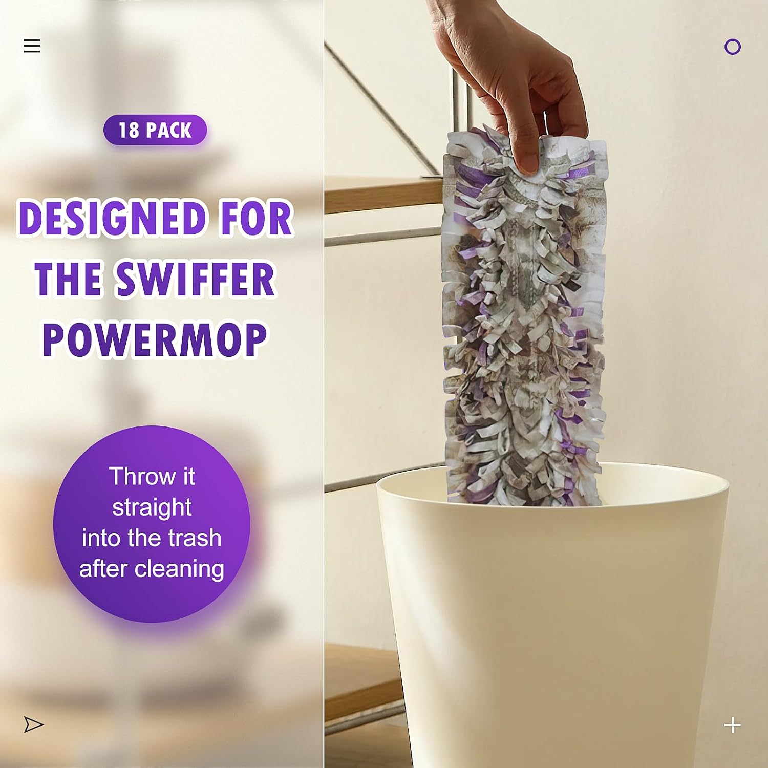 Pure Realm 18-Count Swiffer PowerMop Refills Durable Effective Multi-Surface Mop Pads