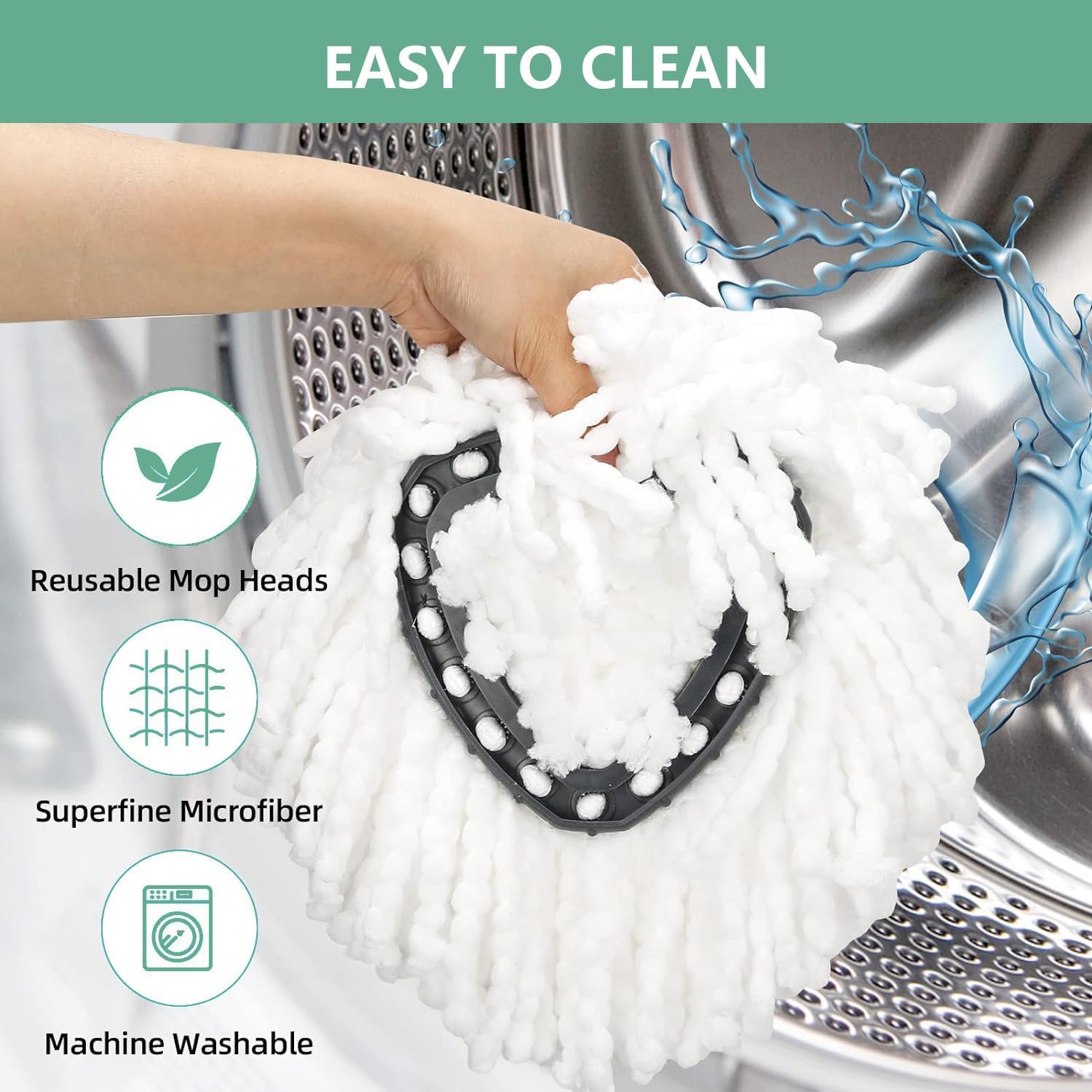 10-Pack Mop Replacement Heads - Microfiber - Easy to Replace