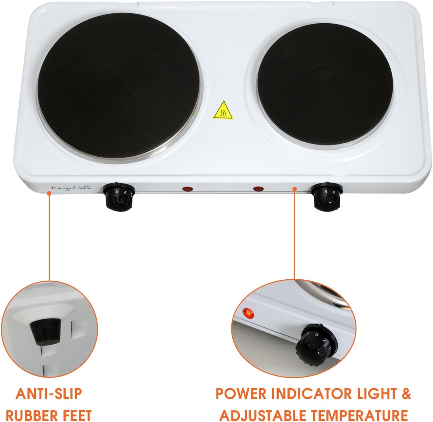 MegaChef Dual BurnerCompact Portable Electric Cooktop for On-the-Go Cooking
