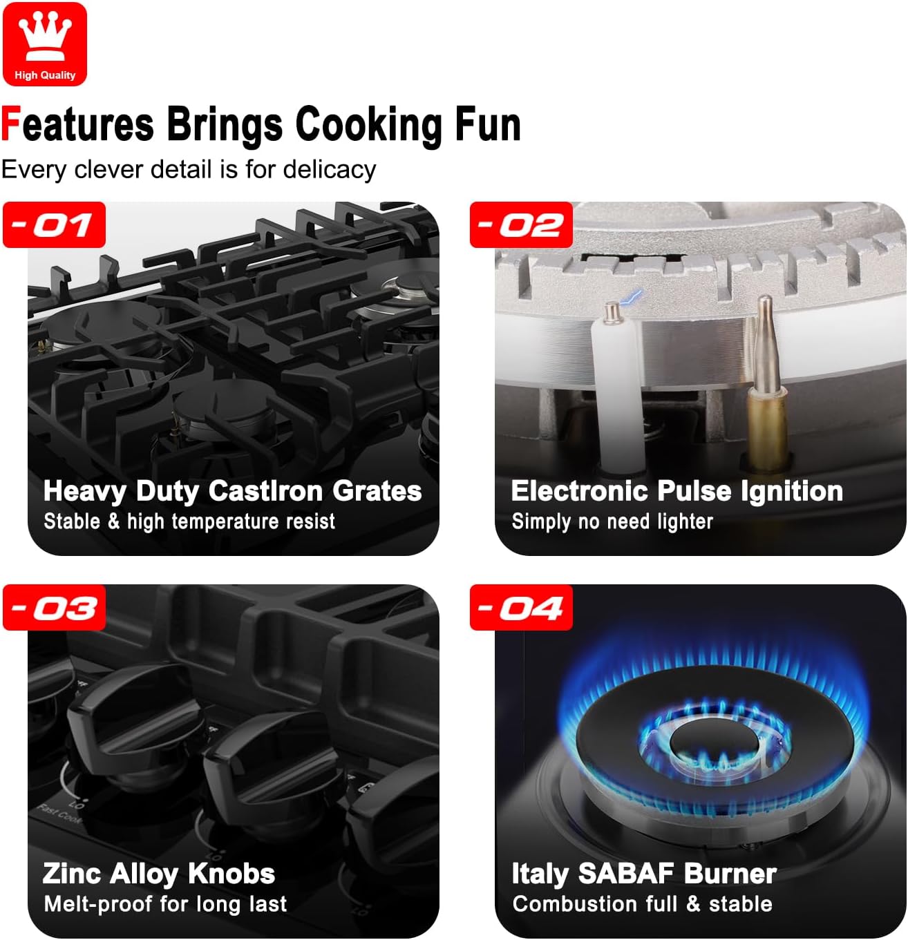 GASLAND 5-Burner Plug-In Cast Iron Grill NO gas needed