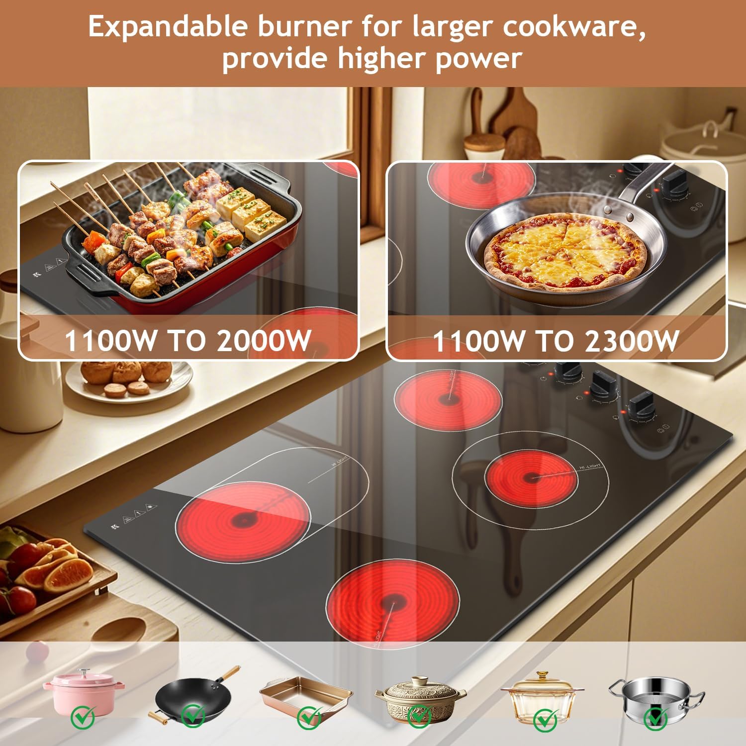 30-Inch Electric Cooktop with 4 Burners