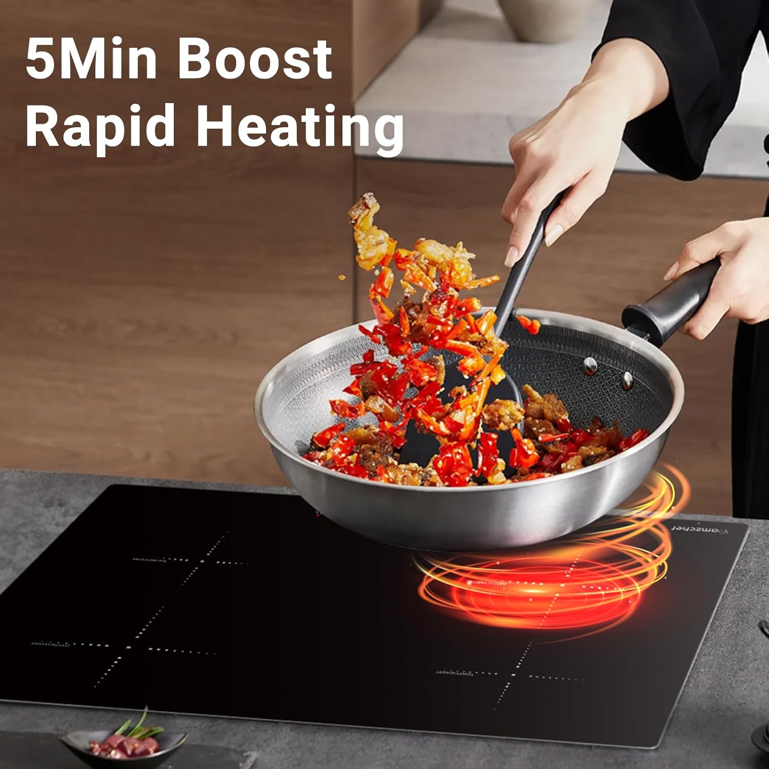 AMZCHEF Electric Cooktop 30 Inch with 4BOOST Burners