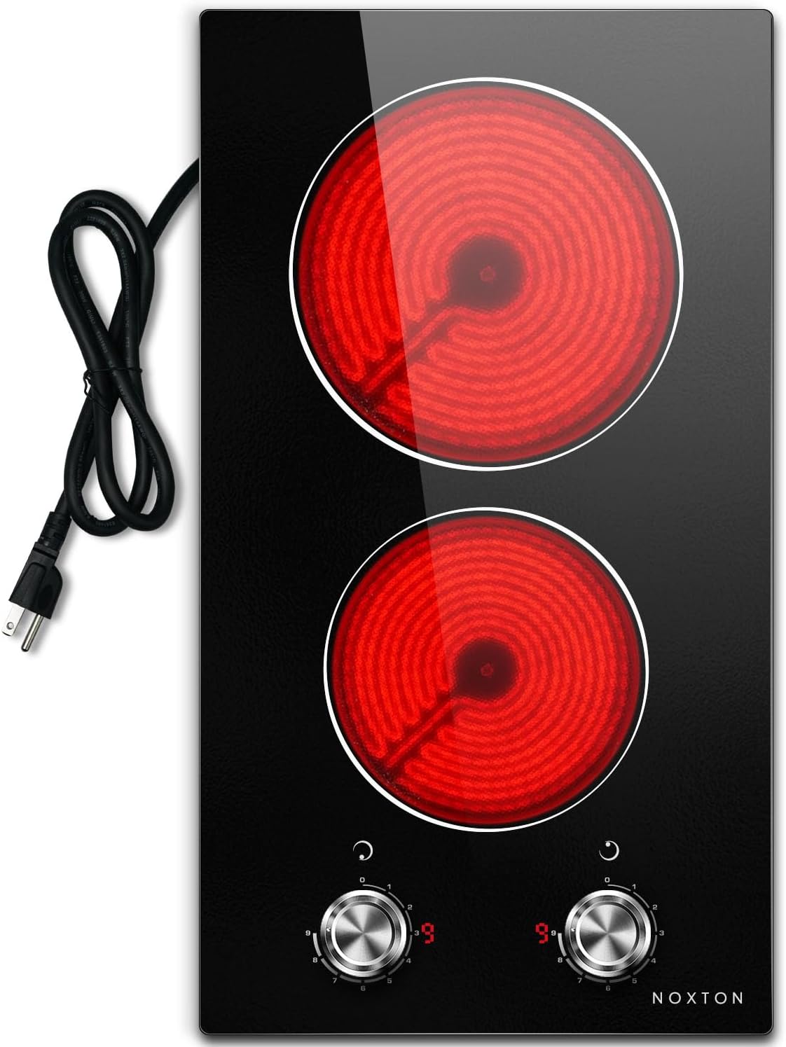 Noxton 110V Electric Cooktop - 2 Burner Plug In Stove Top