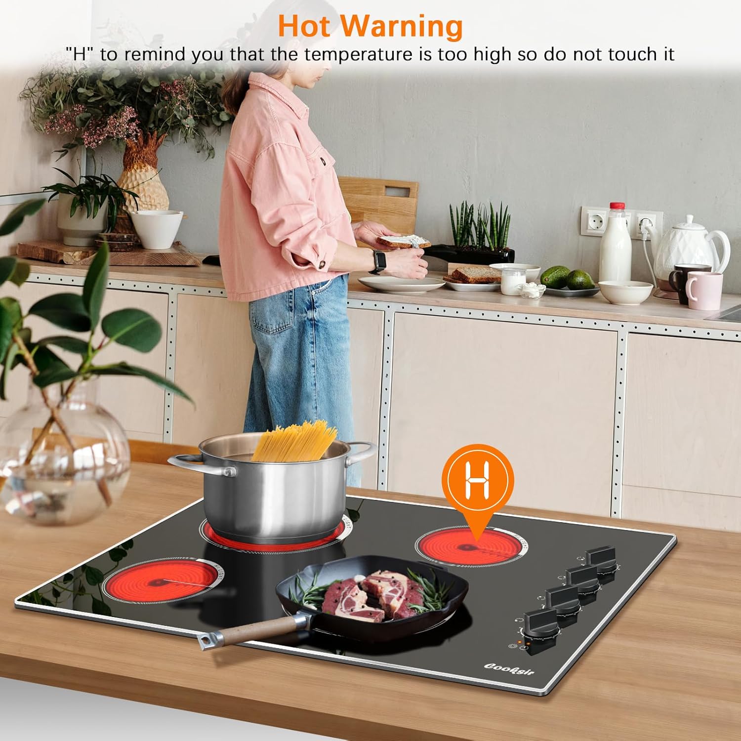 Cooksir Built-in Electric Cooktop 4 Burner 7400W