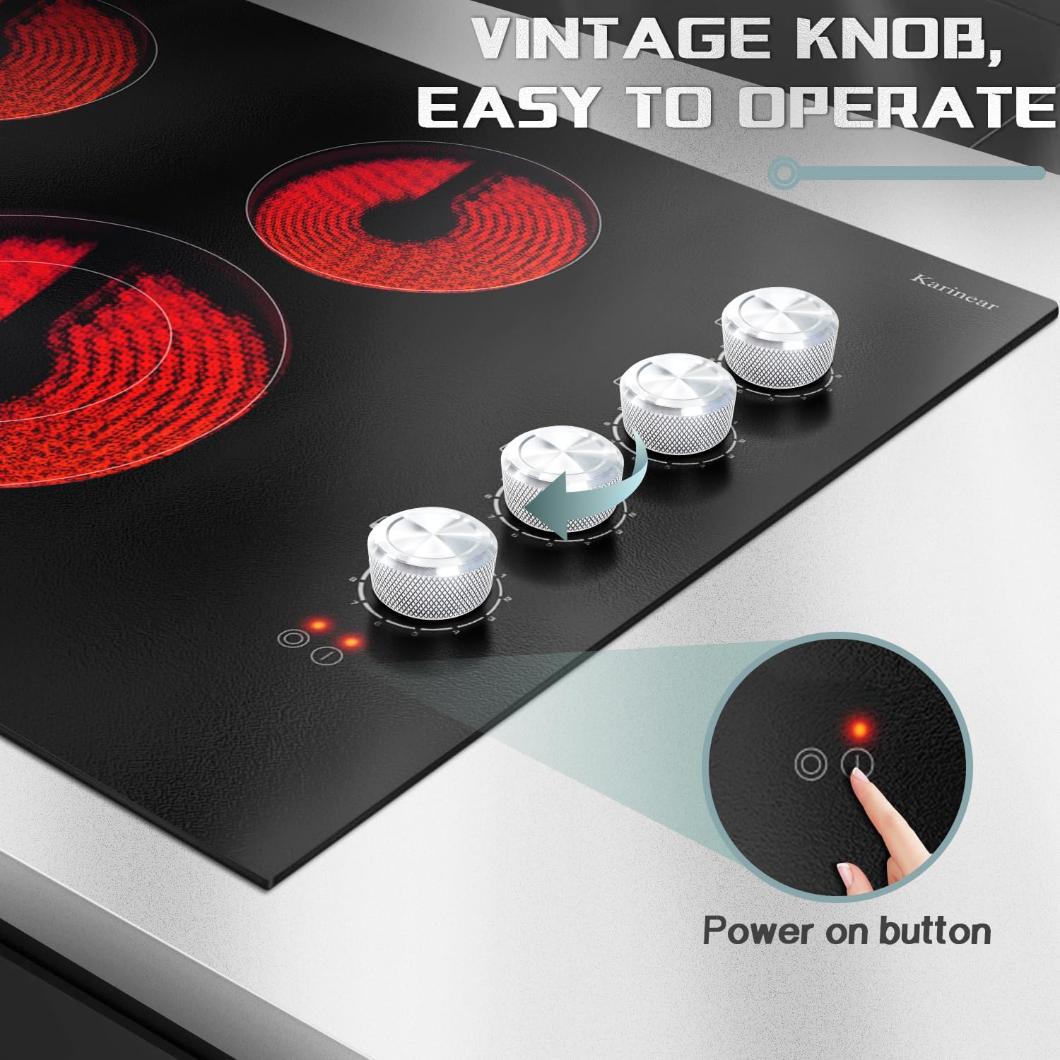 Powerful 30 Electric Cooktop Built-In Ceramic Surface