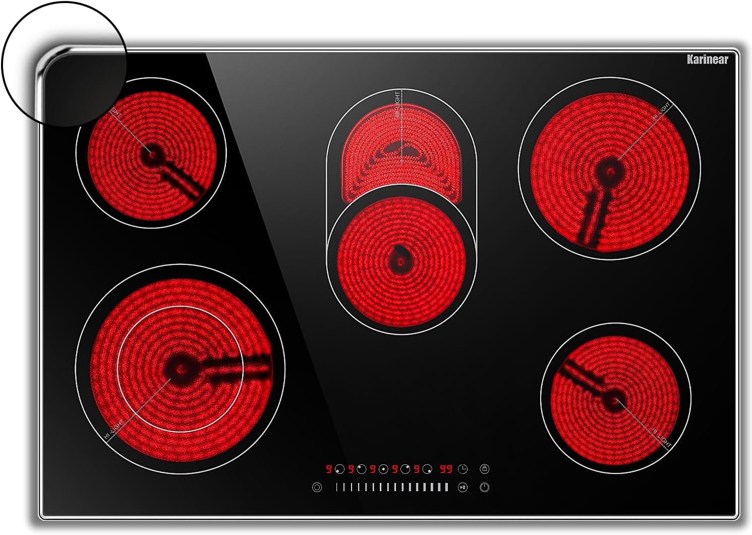 Karinear 8400W 5-Burner Electric Cooktop 30