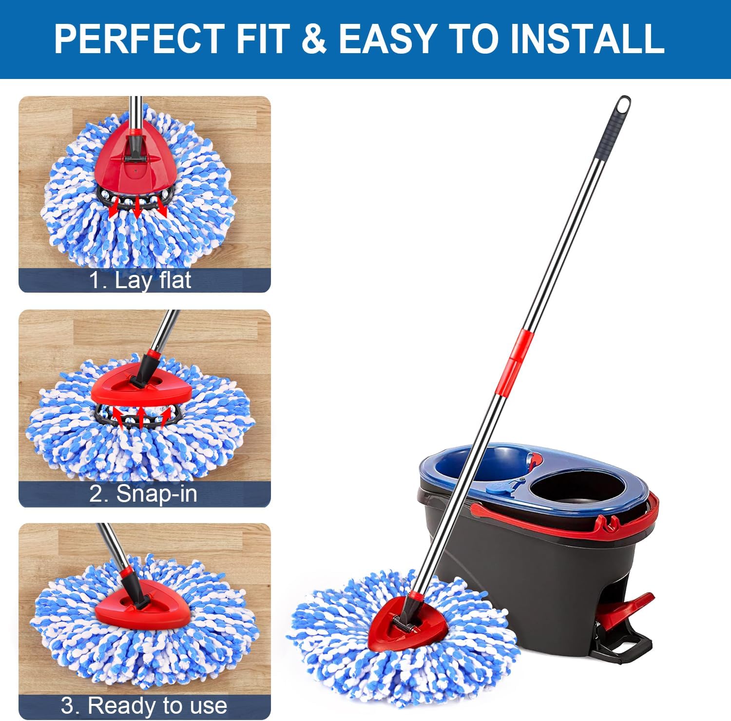 4 Pack O Cedar Mop Replacement Heads for Rinse Clean 2 System