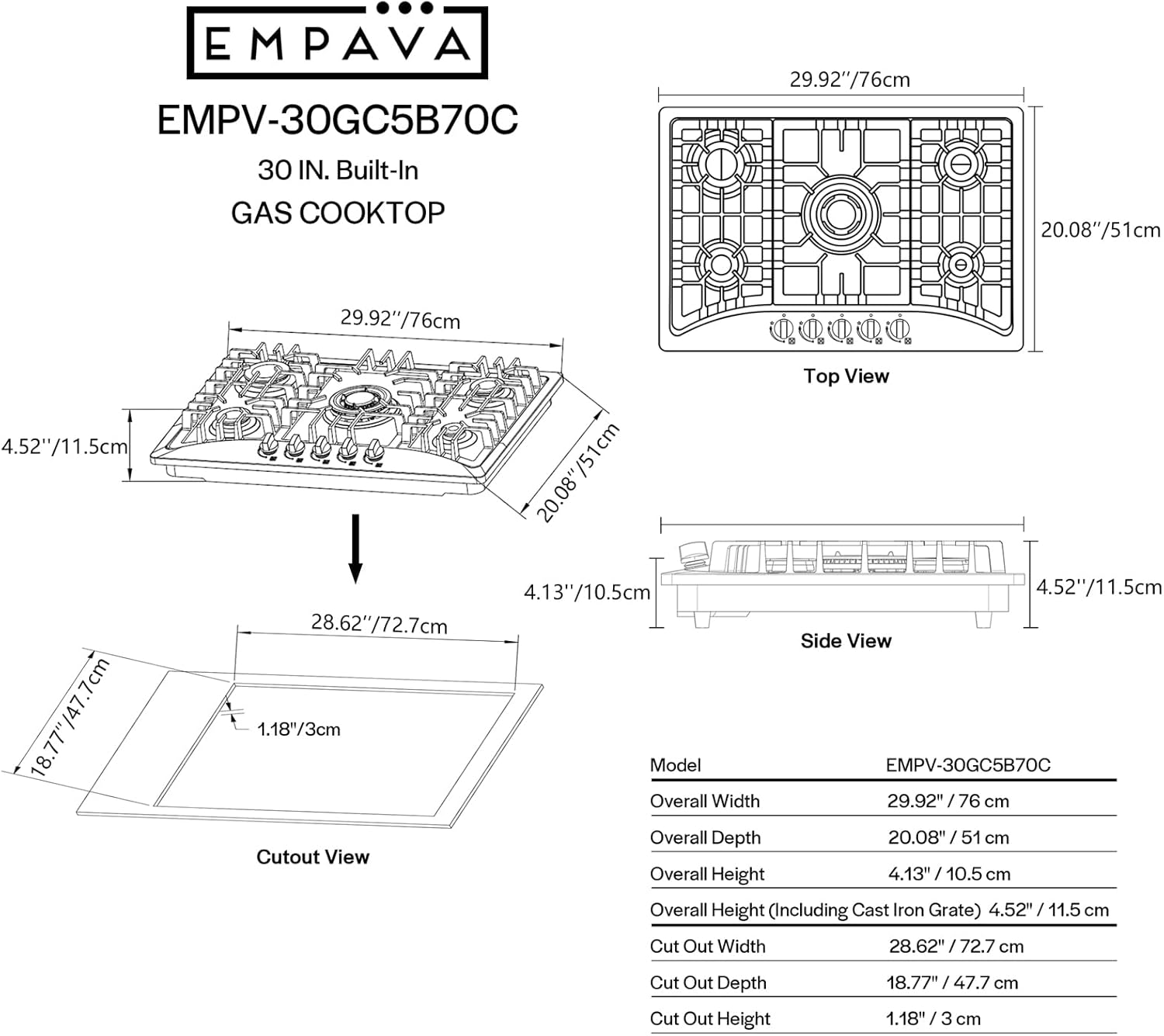 Empava 30-inch Smart Gas Cooktop