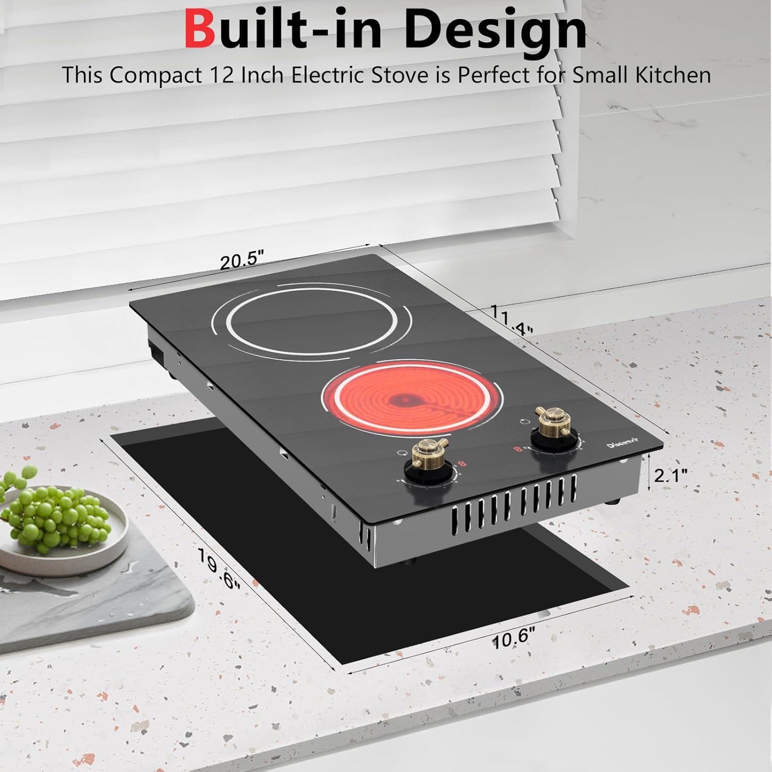 2-Burner Electric Cooktop - 3000W Cooking Power - 9 Power Levels