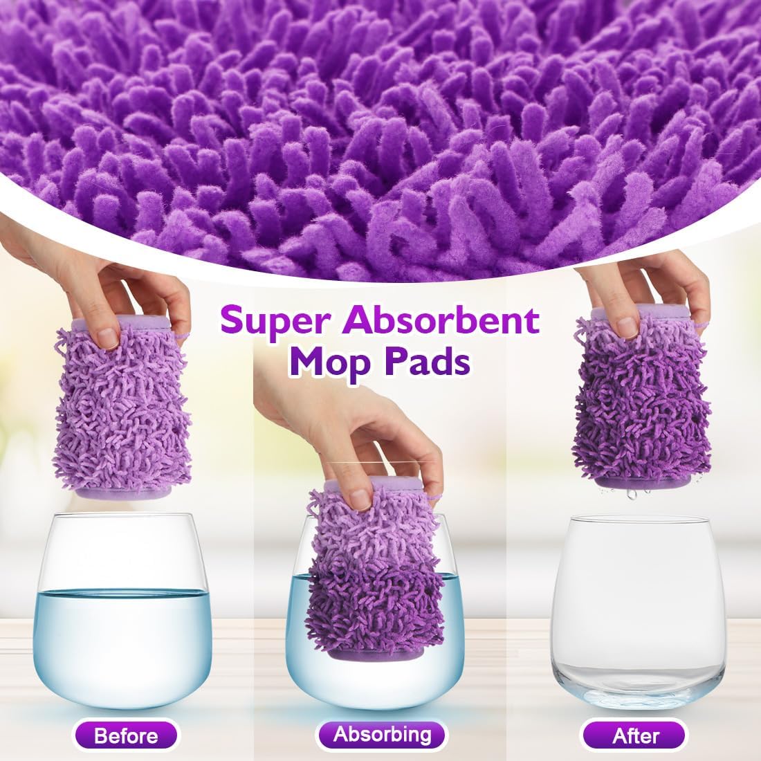8-Pack Microfiber Reusable Mop Pads for Pet Needs