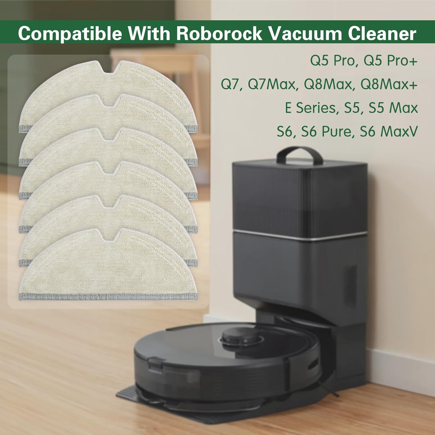 VIEWALL 6-Piece Reusable Microfiber Mop Cloth Set