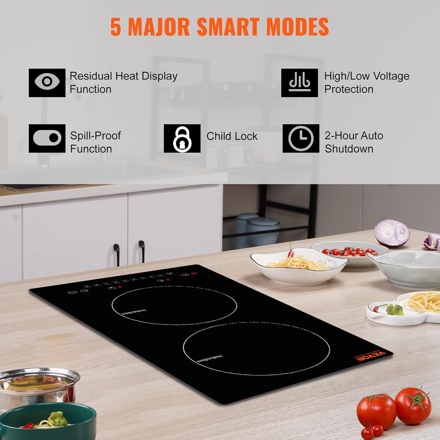 1800W Multifunctional Cooktop with 9 Heat Levels