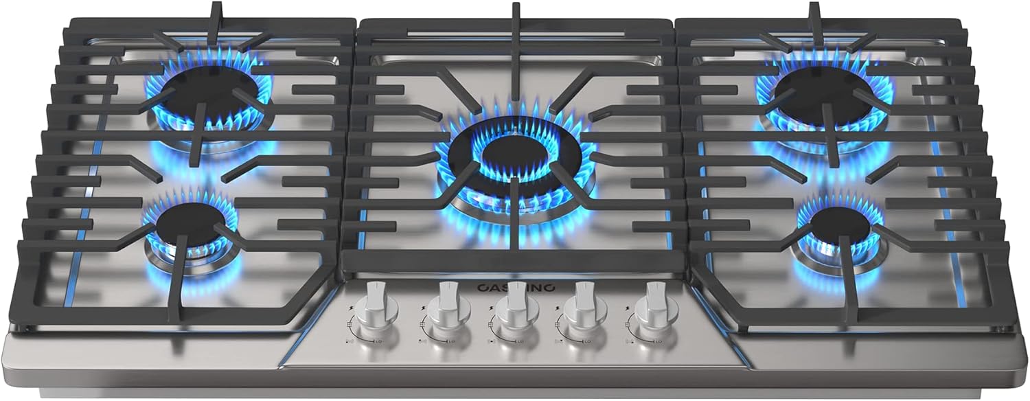 36-Inch Gas Cooktop with 5 Power Burners - High Efficiency and CSA Certified