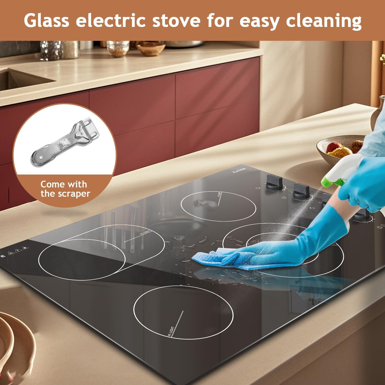 30-Inch Electric Cooktop with 4 Burners