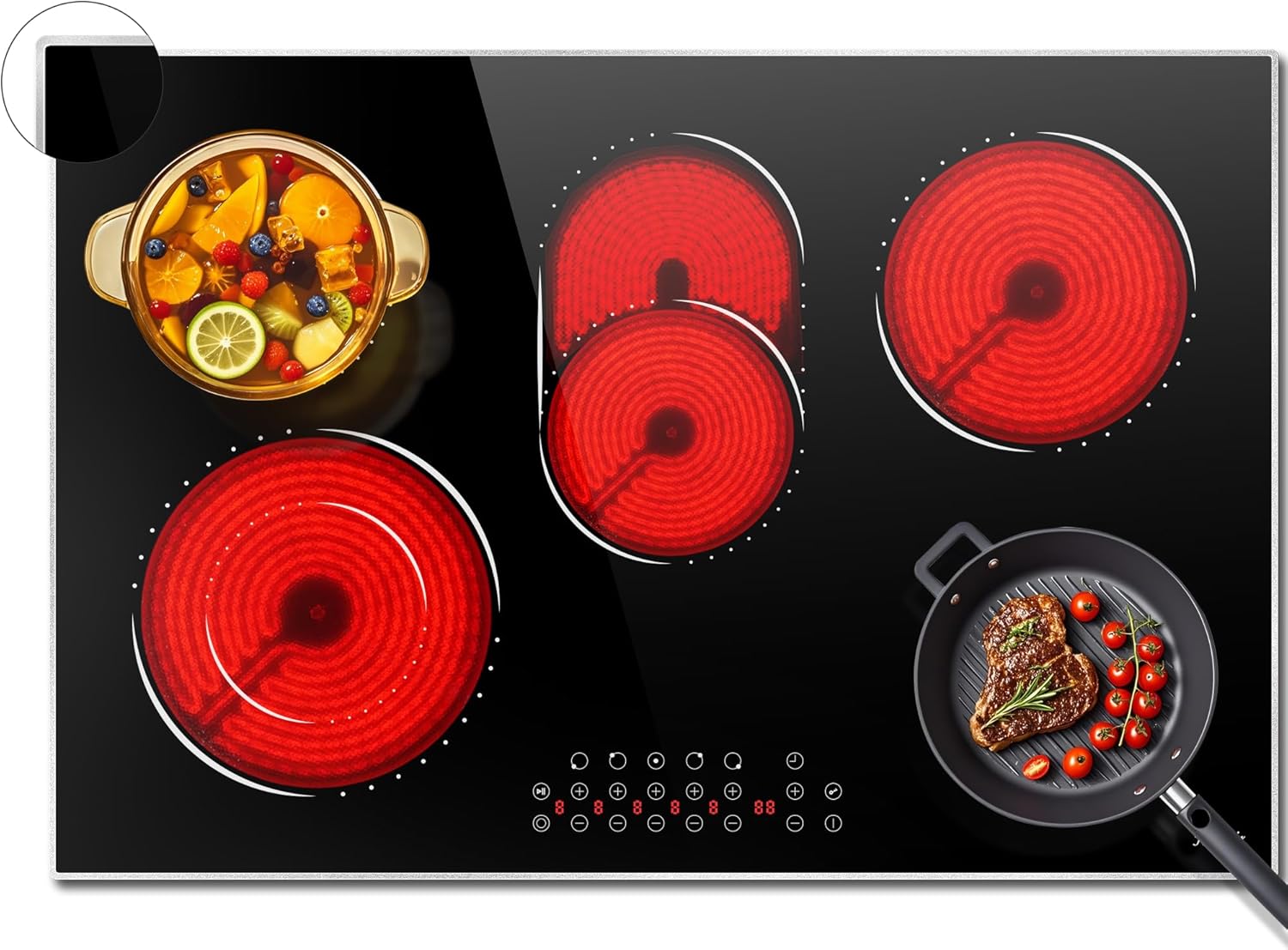 Modern Black 30 Electric Cooktop 8400W