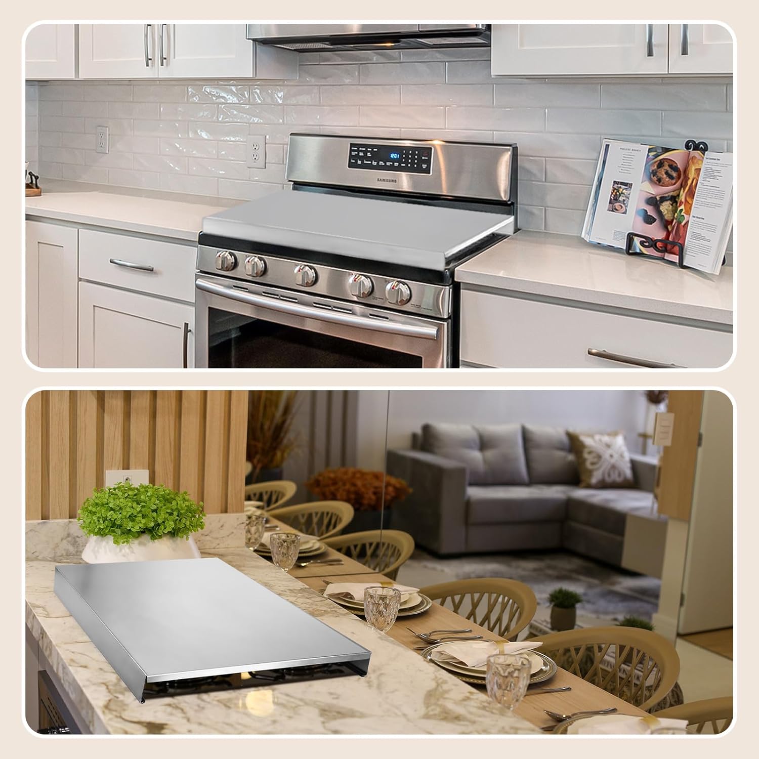 Therwen Stainless Steel Gas Stove Top Cover Extra Work Counter Safety Design